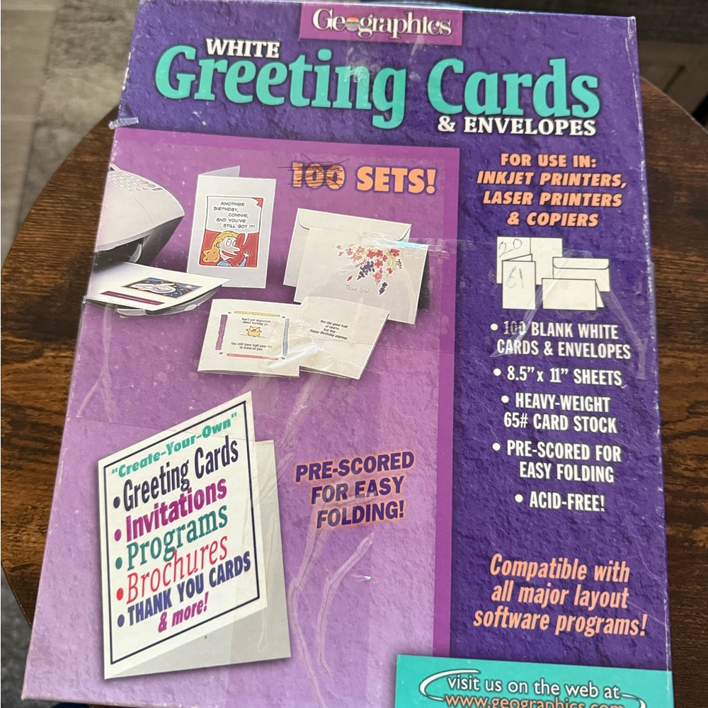 Geographics White Greeting Cards (20) & Envelopes (61) Set.